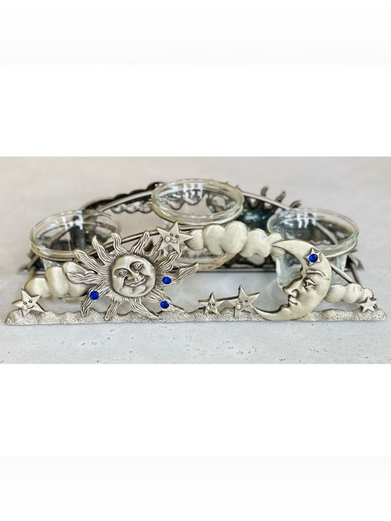 Spoontiques Other - VTG Spoontiques Pewter Tea Light Votive Candle Holder Celestial Sun Moon Stars